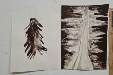 A black tree on white and a white tree on black by Jenni Schine