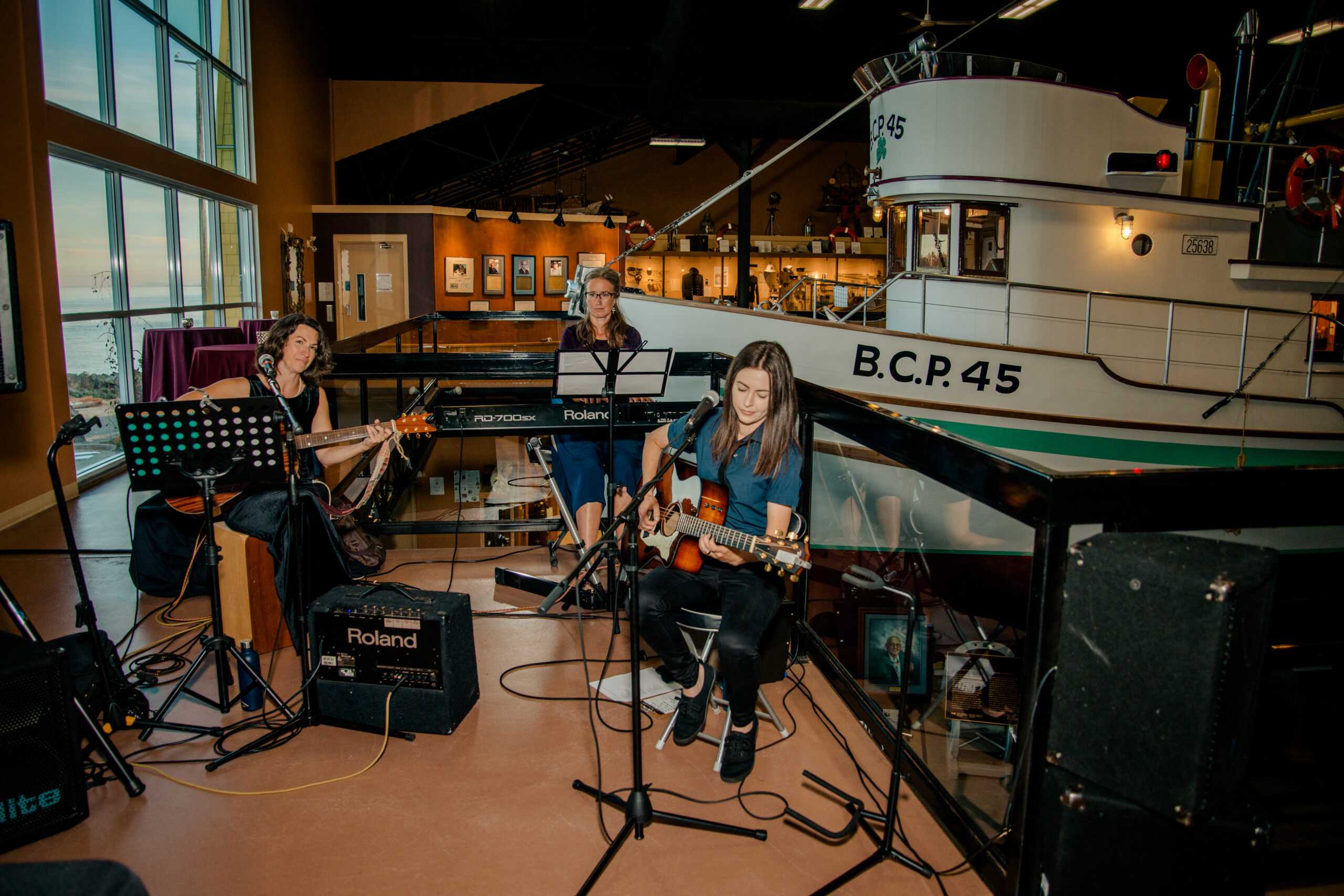 Musicians playing piano and guitar